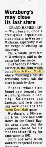 North Kent Mall - April 1977 Wurzburgs Closing (newer photo)